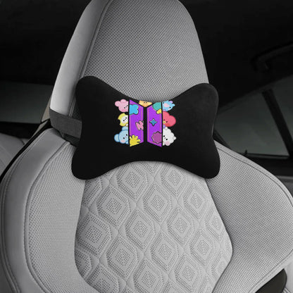BT21 Characters Plush Car Headrest Pillow – Ultra Soft Comfort & Neck Support - Beyond The Shoppe