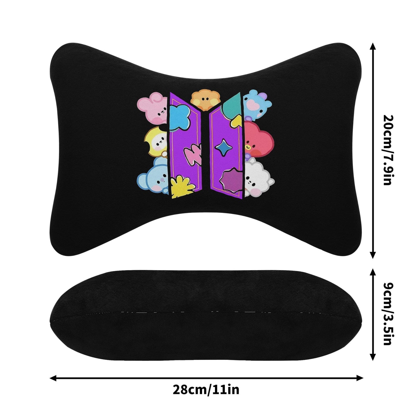 BT21 Characters Plush Car Headrest Pillow – Ultra Soft Comfort & Neck Support - Beyond The Shoppe