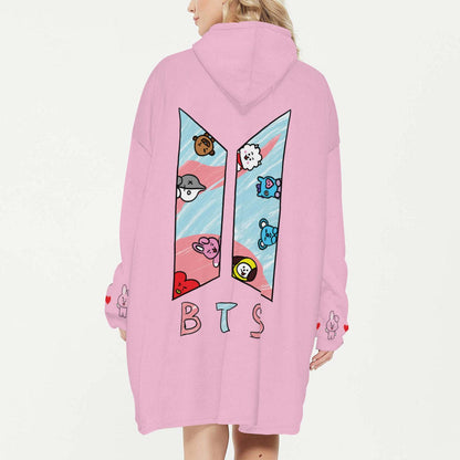 BT21 Cooky Snug Hoodie Oversized - BTS Cooky Hoodie Oversized - BTS Wearable Blanket Hoodie - BTS Blanket Hoodie Fleece Blanket Hoodie - Beyond The Shoppe