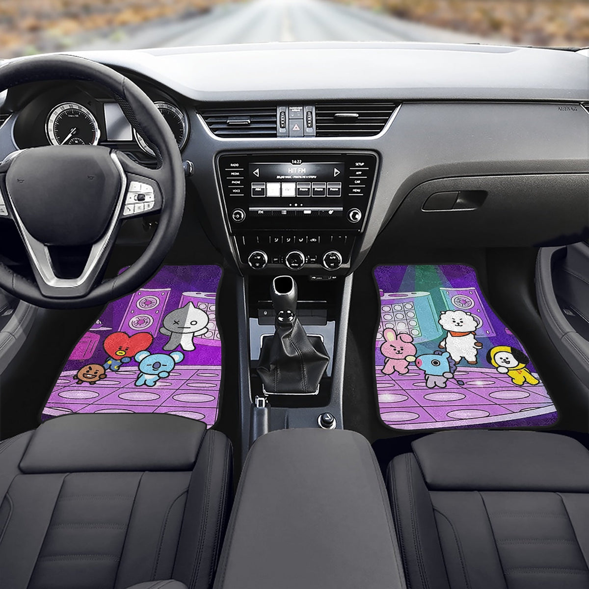 BT21 in the Disco Car Mats - Set of 2 front mats - BTS Car Accessories - Kpop car mats - BTS Car Mats - Beyond The Shoppe