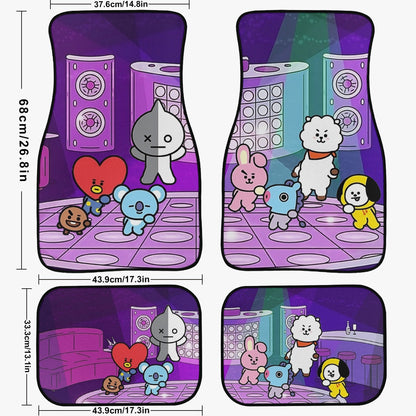 BT21 in the Disco Car Mats - Set of 2 fronts or 4 (2 front/2 back) - BTS Car Accessories - Kpop car mats - BTS Car Mats (Set of 4) - Beyond The Shoppe