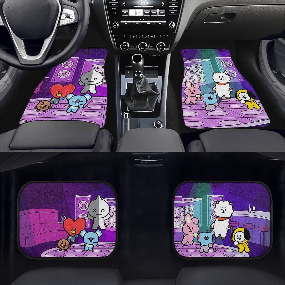 BT21 in the Disco Car Mats - Set of 2 fronts or 4 (2 front/2 back) - BTS Car Accessories - Kpop car mats - BTS Car Mats (Set of 4) - Beyond The Shoppe