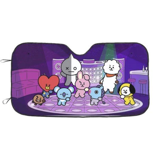 BT21 In The Disco Car Sun Shade - BTS Car Windshield Sun Shade Gift for Bangtan Fan, Army Car Sunshade BTS - K - Pop Inspired Car Accessories - Beyond The Shoppe