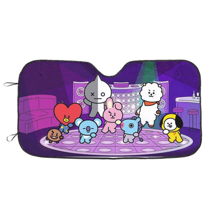 BT21 In The Disco Car Sun Shade - BTS Car Windshield Sun Shade Gift for Bangtan Fan, Army Car Sunshade BTS - K - Pop Inspired Car Accessories - Beyond The Shoppe