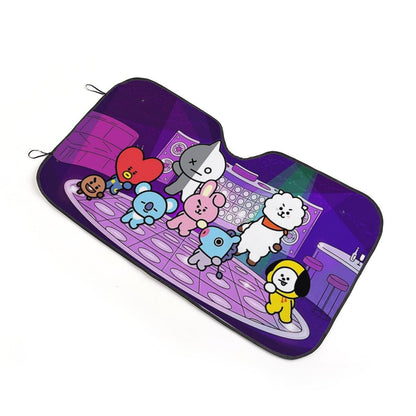 BT21 In The Disco Car Sun Shade - BTS Car Windshield Sun Shade Gift for Bangtan Fan, Army Car Sunshade BTS - K - Pop Inspired Car Accessories - Beyond The Shoppe