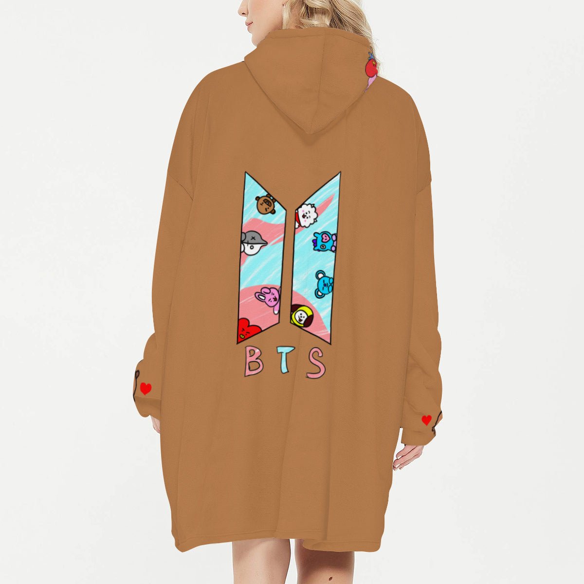 BT21 Shooky Snug Hoodie Oversized - BTS Suga Snung Hoodie Oversized - BTS Agust D Wearable Blanket Fleece Hoodie - Beyond The Shoppe