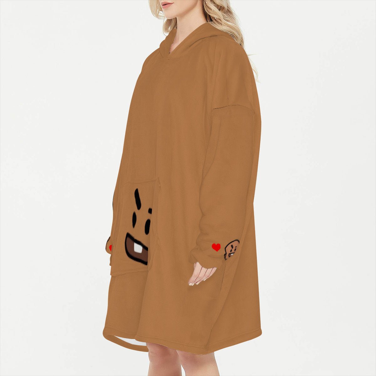 BT21 Shooky Snug Hoodie Oversized - BTS Suga Snung Hoodie Oversized - BTS Agust D Wearable Blanket Fleece Hoodie - Beyond The Shoppe