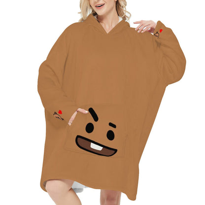 BT21 Shooky Snug Hoodie Oversized - BTS Suga Snung Hoodie Oversized - BTS Agust D Wearable Blanket Fleece Hoodie - Beyond The Shoppe