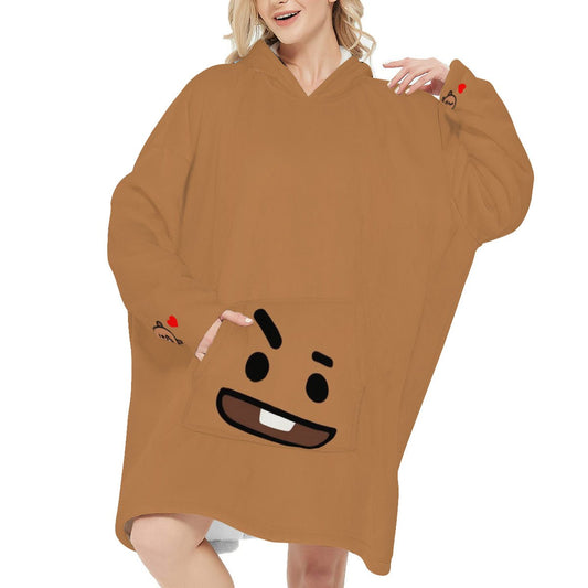 BT21 Shooky Snug Hoodie Oversized - BTS Suga Snung Hoodie Oversized - BTS Agust D Wearable Blanket Fleece Hoodie - Beyond The Shoppe