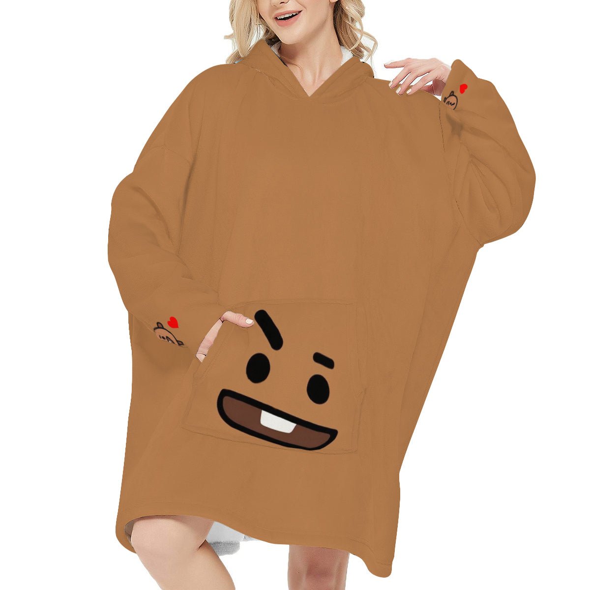 BT21 Shooky Snug Hoodie Oversized - BTS Suga Snung Hoodie Oversized - BTS Agust D Wearable Blanket Fleece Hoodie - Beyond The Shoppe