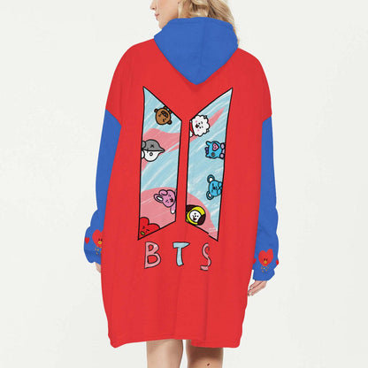 BT21 Tata Snug Hoodie Oversized - BTS Tata Hoodie Oversized - BTS Wearable Blanket Hoodie - BTS Blanket Hoodie Fleece Blanket Hoodie - Beyond The Shoppe
