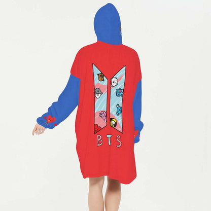 BT21 Tata Snug Hoodie Oversized - BTS Tata Hoodie Oversized - BTS Wearable Blanket Hoodie - BTS Blanket Hoodie Fleece Blanket Hoodie - Beyond The Shoppe