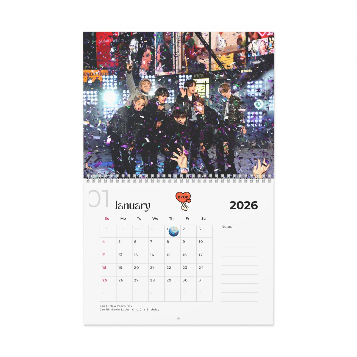 BTS 2026 Wall Calendar Monthly Planner KPop Gift - Beyond The Shoppe