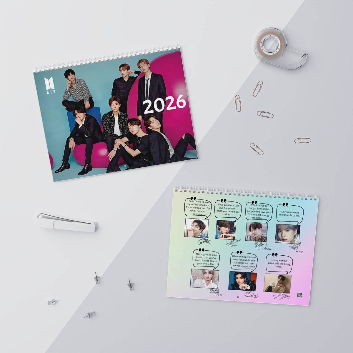 BTS 2026 Wall Calendar with Meaningful Lyrics Monthly Planner KPop Gift - Beyond The Shoppe