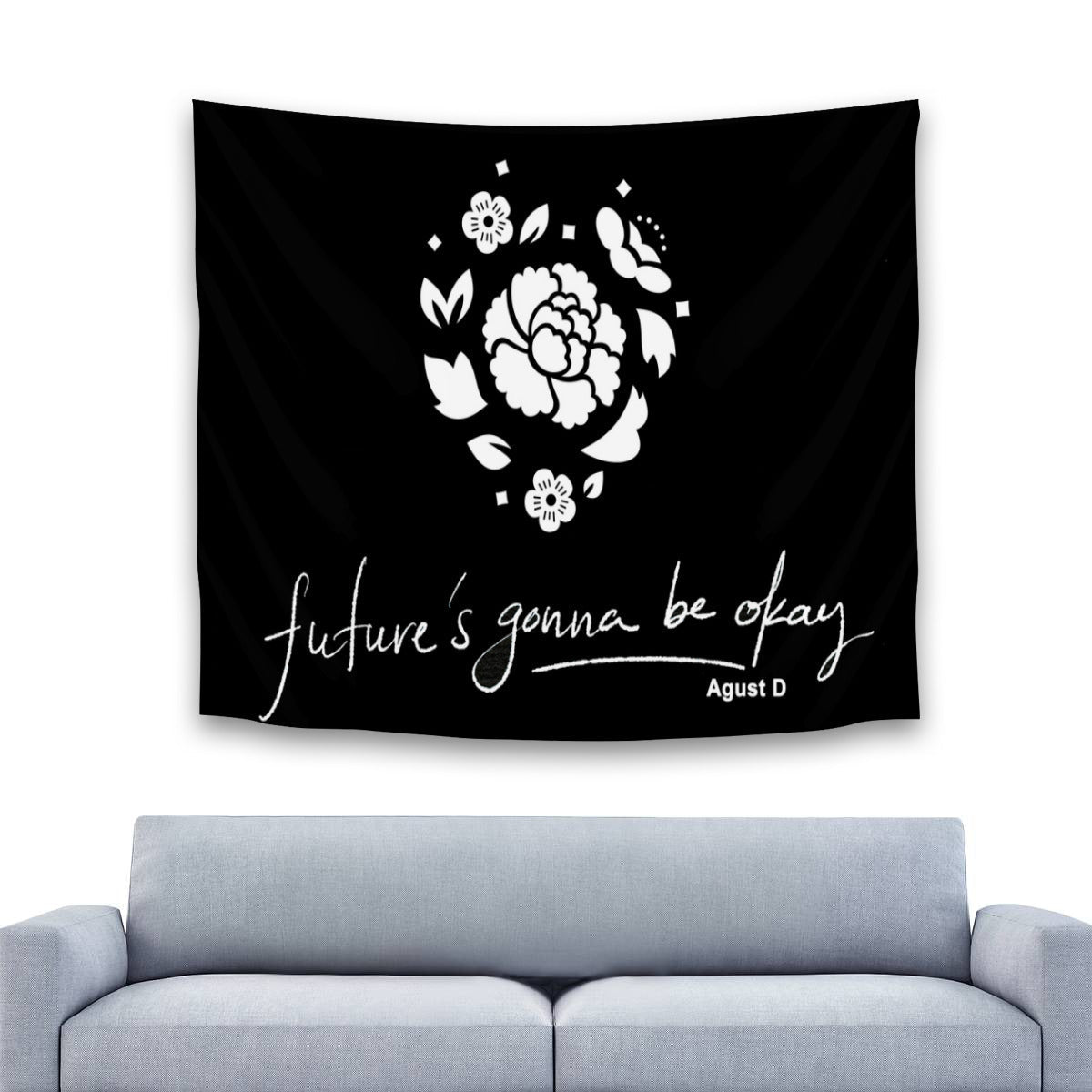 BTS Agust D Lotus - Futures Gonna be Okay Horizontal Tapestry Polyester 80*60" Polyester - Beyond The Shoppe