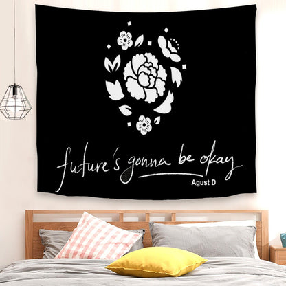 BTS Agust D Lotus - Futures Gonna be Okay Horizontal Tapestry Polyester 80*60" Polyester - Beyond The Shoppe