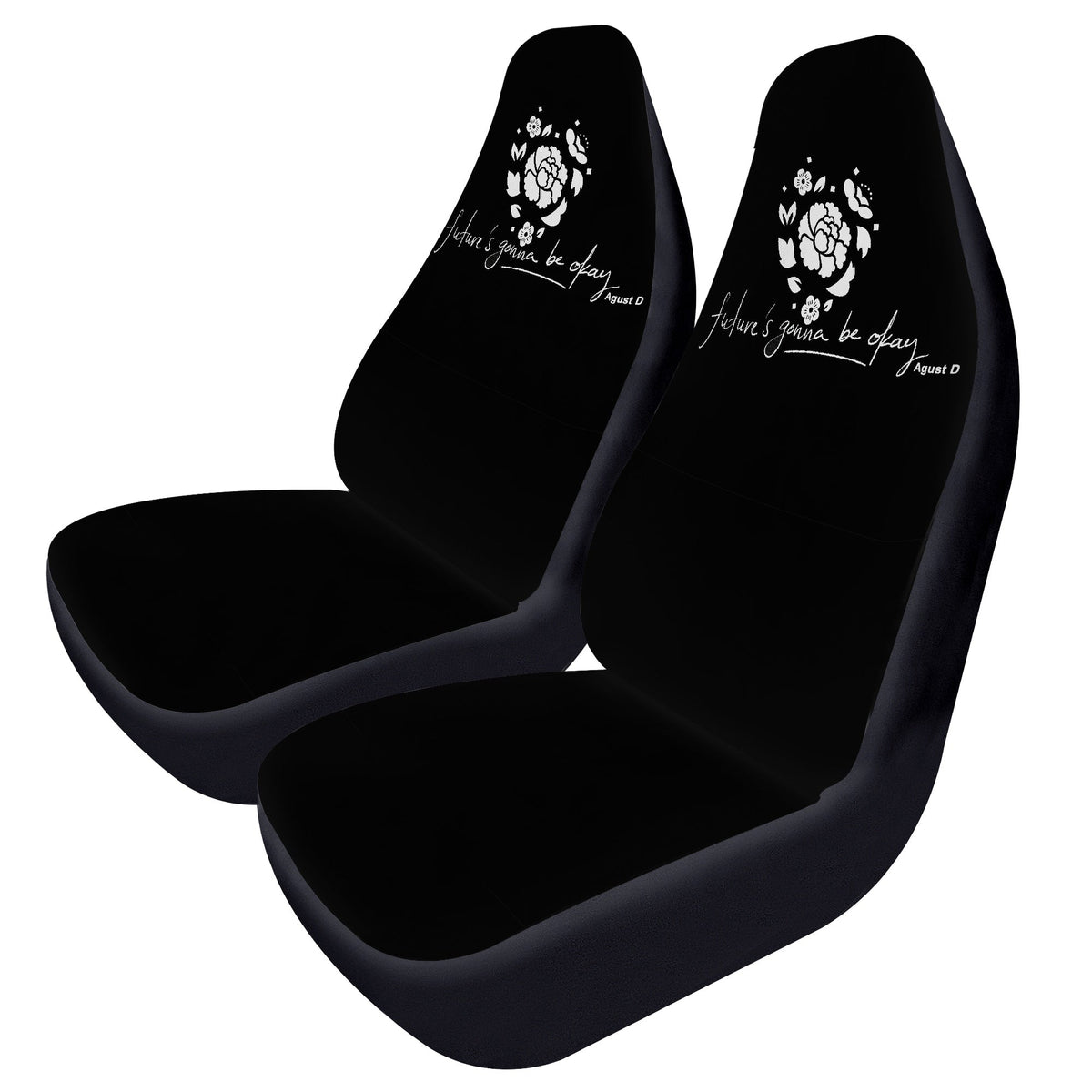 BTS Agust D - Suga Car Seat Microfiber Covers - Future's gonna be okay - Set of 2 - BTS car seat covers - Bangtan car accessories ARMY - Beyond The Shoppe