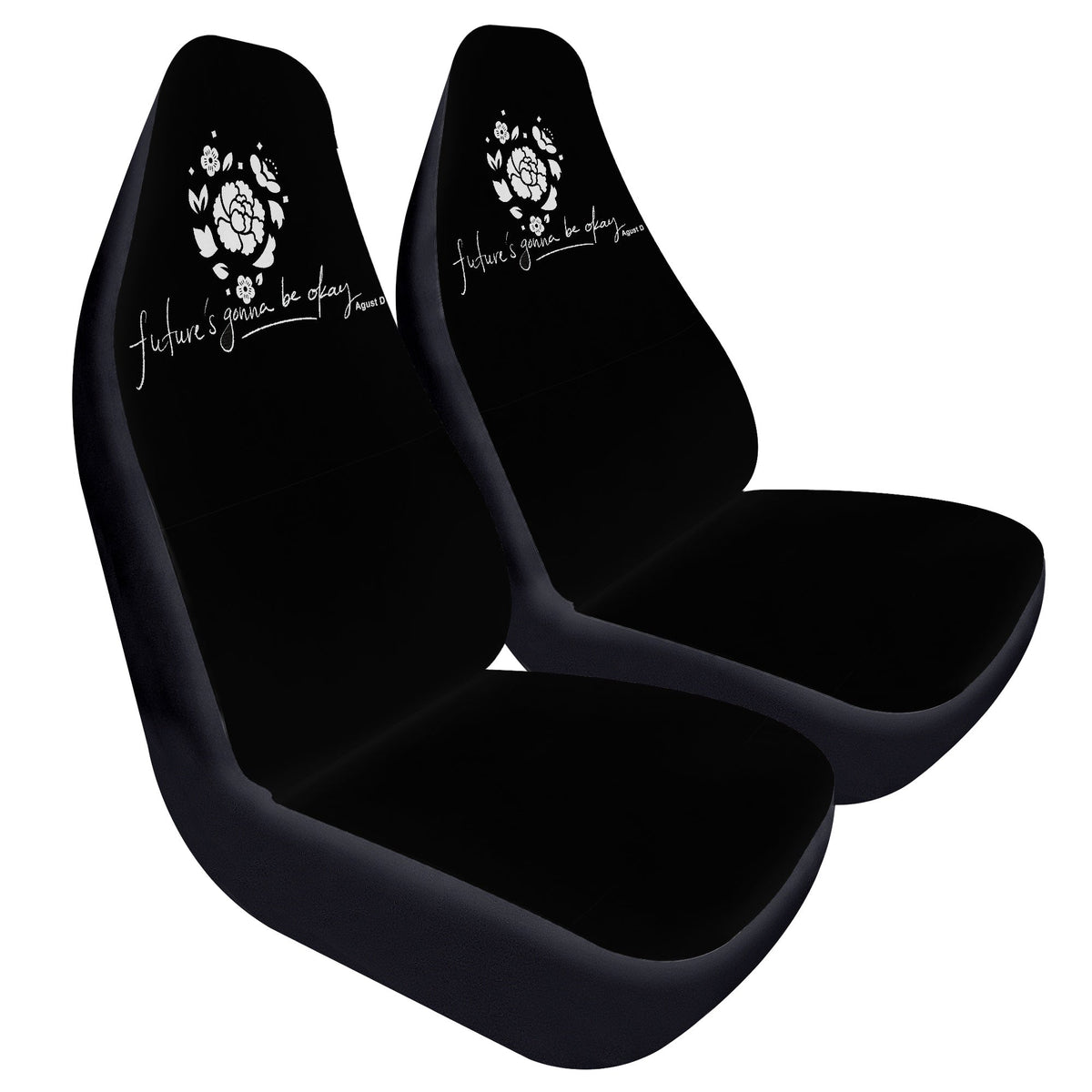 BTS Agust D - Suga Car Seat Microfiber Covers - Future's gonna be okay - Set of 2 - BTS car seat covers - Bangtan car accessories ARMY - Beyond The Shoppe