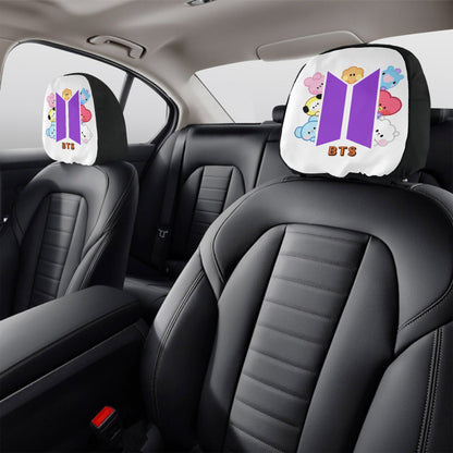 BTS - Baby BT21 Characters & Logo Car Headrest Covers - 2Pcs - Beyond The Shoppe