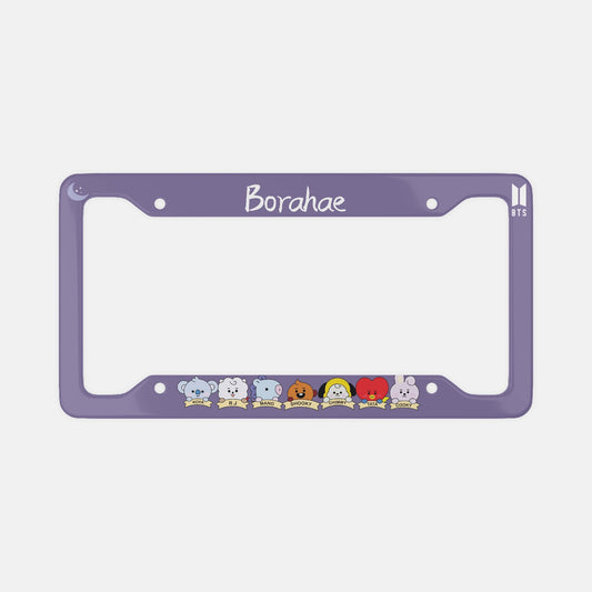 BTS Borahae BT21 character Metal License Plate Frame - Great gift for your favorite Army's Car! - Beyond The Shoppe