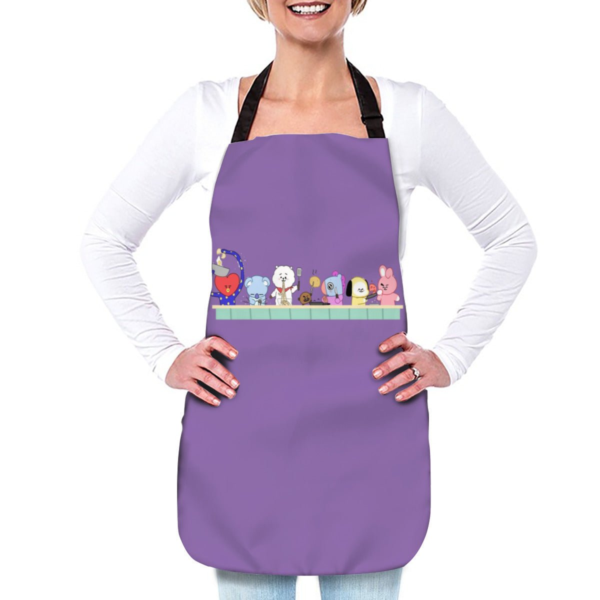 BTS BT21 Adjustable Purple Apron - Great for chefs, bakers and home cooks! Great gift for K - Pop lover! - Beyond The Shoppe