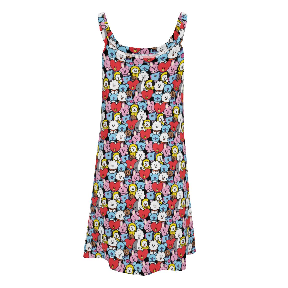 BTS BT21 All - Over Print Women's Sleeveless Cami Dress - Beach Dress - Lounge Dress - Beyond The Shoppe