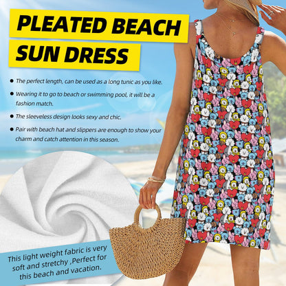 BTS BT21 All - Over Print Women's Sleeveless Cami Dress - Beach Dress - Lounge Dress - Beyond The Shoppe