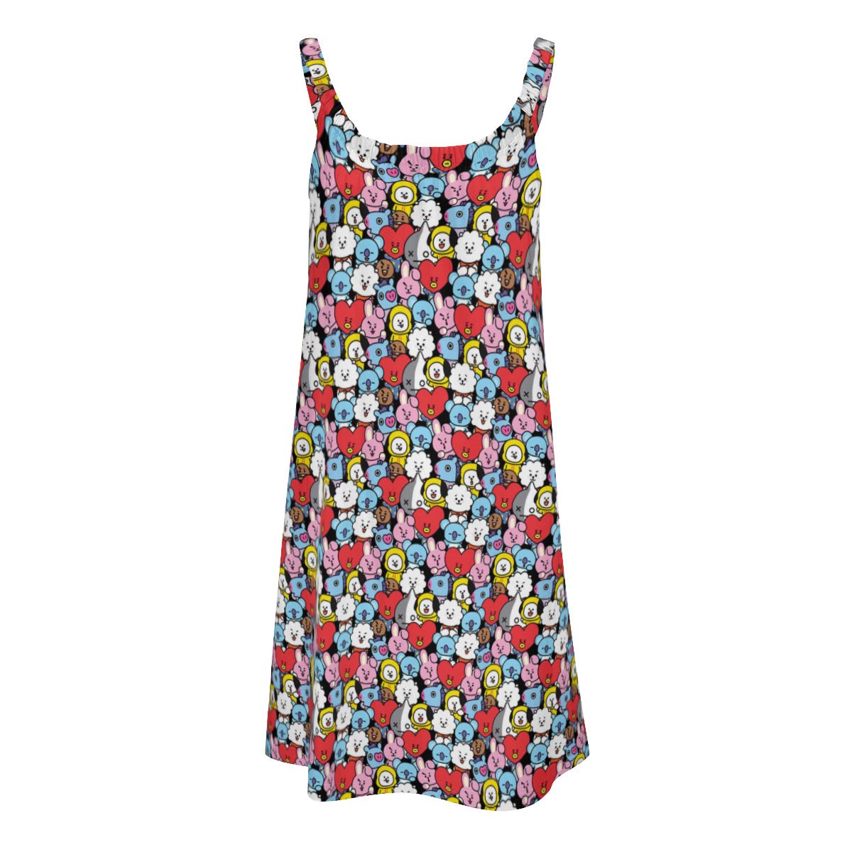 BTS BT21 All - Over Print Women's Sleeveless Cami Dress - Beach Dress - Lounge Dress - Beyond The Shoppe