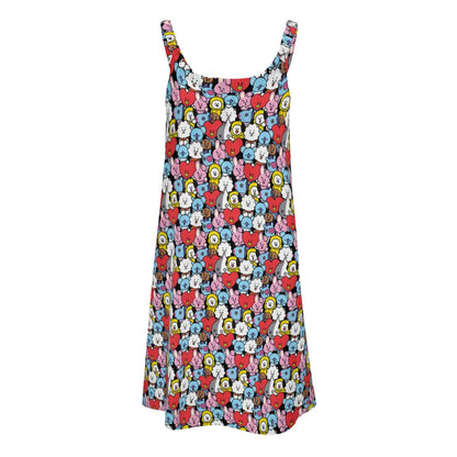 BTS BT21 All - Over Print Women's Sleeveless Cami Dress - Beach Dress - Lounge Dress - Beyond The Shoppe