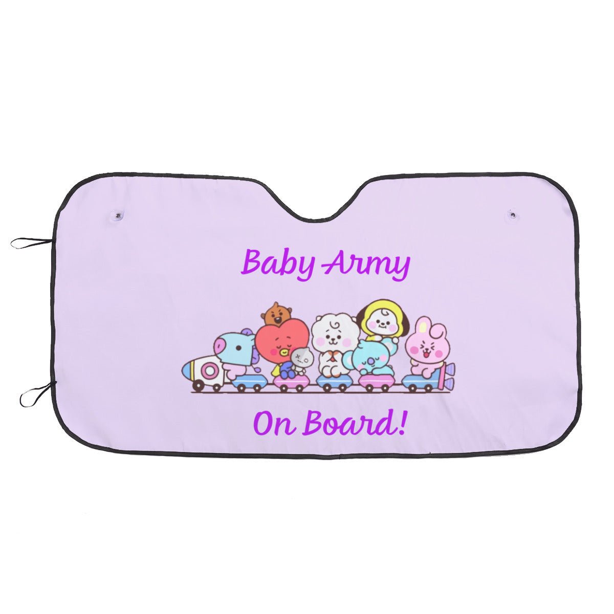 BTS BT21 Baby Army On Board! Windshield Sun Shade - Car sun visor - Car sun blocker - Windshield heat shield - Auto sunshade - Beyond The Shoppe
