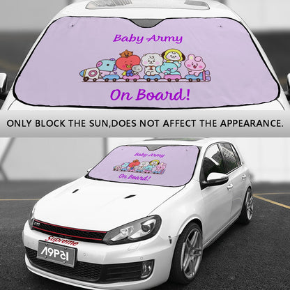 BTS BT21 Baby Army On Board! Windshield Sun Shade - Car sun visor - Car sun blocker - Windshield heat shield - Auto sunshade - Beyond The Shoppe