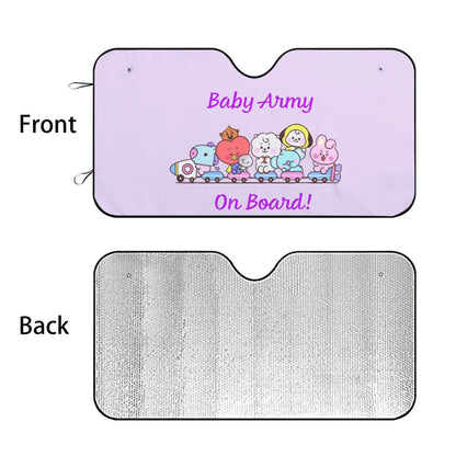 BTS BT21 Baby Army On Board! Windshield Sun Shade - Car sun visor - Car sun blocker - Windshield heat shield - Auto sunshade - Beyond The Shoppe