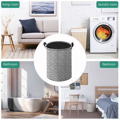 BTS BT21 Black and White Pattern Laundry Basket With Drawstring - Kpop laundry bag - Beyond The Shoppe