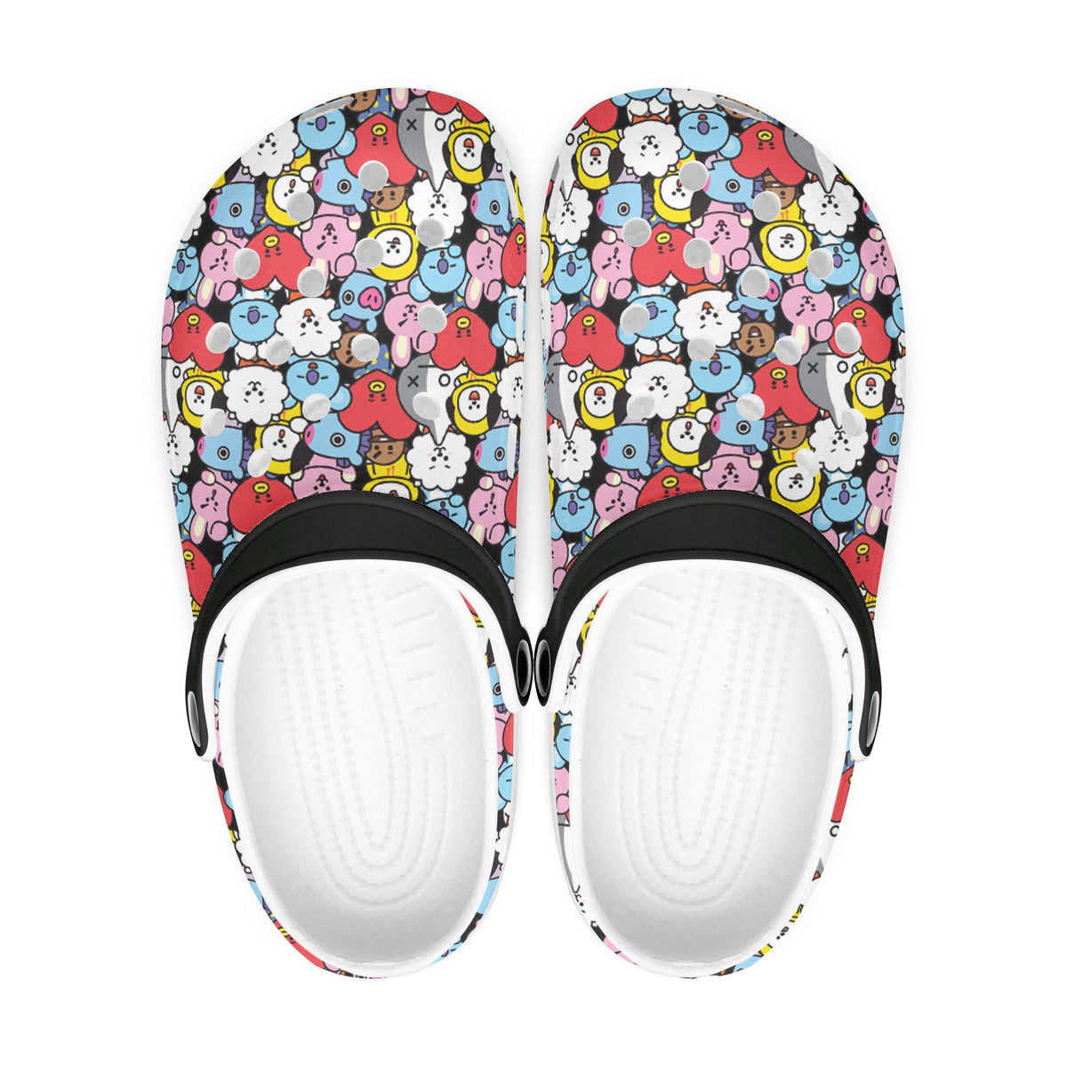BTS BT21 Black Designed Women & Men Sizes - Unisex Crocs - Clogs - Slip On Shoes - Beyond The Shoppe