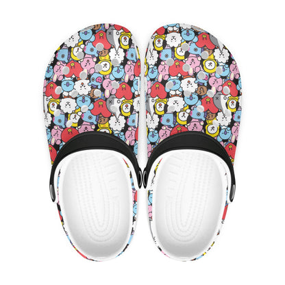 BTS BT21 Black Designed Women & Men Sizes - Unisex Crocs - Clogs - Slip On Shoes - Beyond The Shoppe