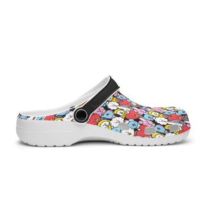 BTS BT21 Black Designed Women & Men Sizes - Unisex Crocs - Clogs - Slip On Shoes - Beyond The Shoppe