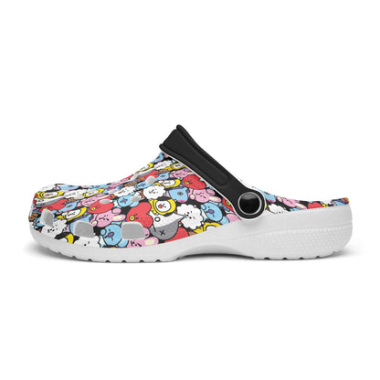 BTS BT21 Black Designed Women & Men Sizes - Unisex Crocs - Clogs - Slip On Shoes - Beyond The Shoppe