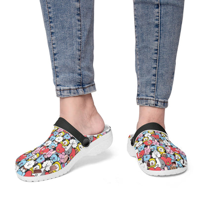 BTS BT21 Black Designed Women & Men Sizes - Unisex Crocs - Clogs - Slip On Shoes - Beyond The Shoppe