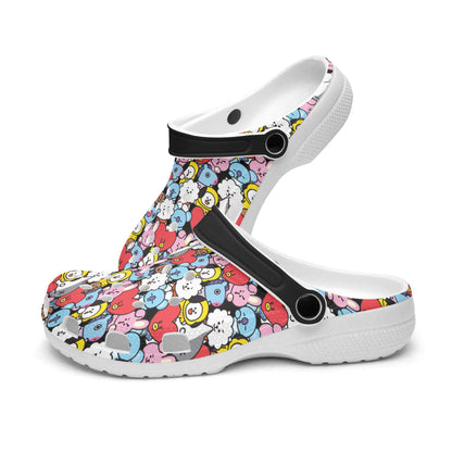 BTS BT21 Black Designed Women & Men Sizes - Unisex Crocs - Clogs - Slip On Shoes - Beyond The Shoppe