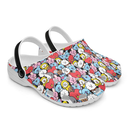 BTS BT21 Black Designed Women & Men Sizes - Unisex Crocs - Clogs - Slip On Shoes - Beyond The Shoppe