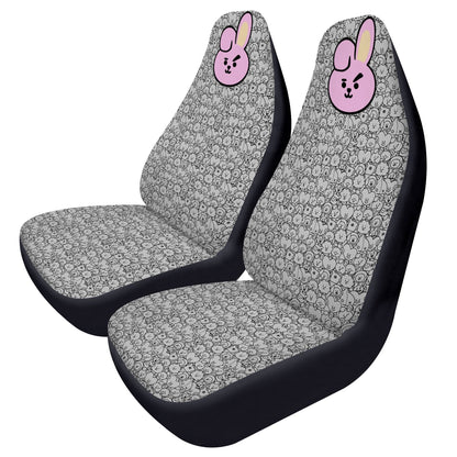 BTS BT21 Black & White Cooky Microfiber Car Seat Covers - Set of 2 - BTS car seat cover - bangtan army car accessories - bts car - bts fan - Beyond The Shoppe