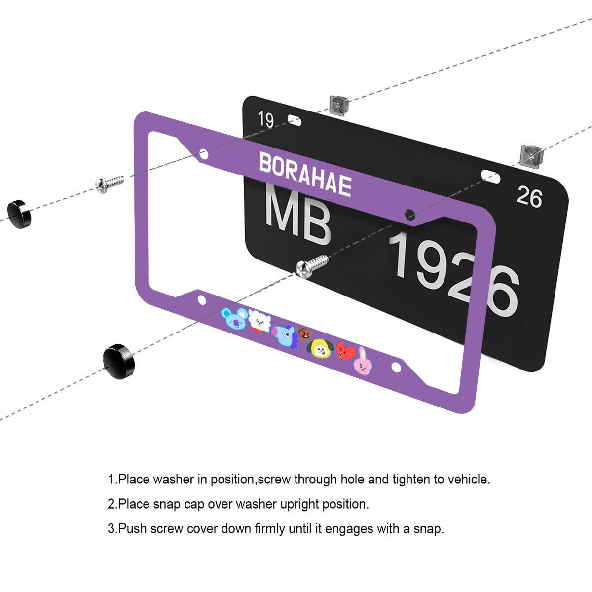 BTS BT21 Borahae License Plate From - Car accessory - Kpop gift! - Beyond The Shoppe