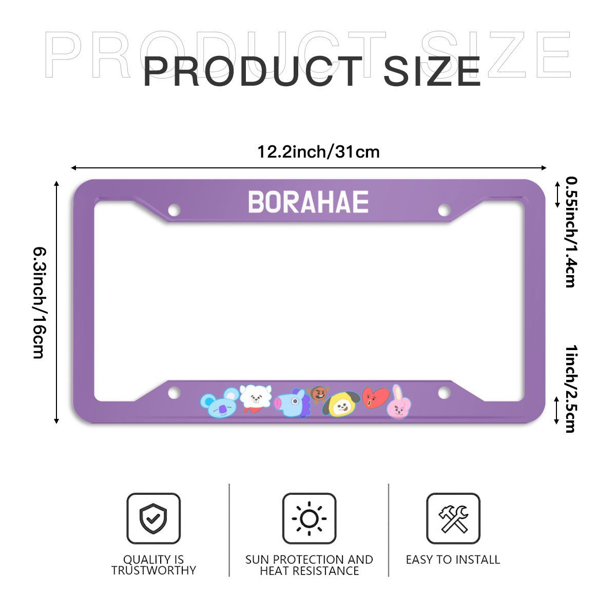 BTS BT21 Borahae License Plate From - Car accessory - Kpop gift! - Beyond The Shoppe