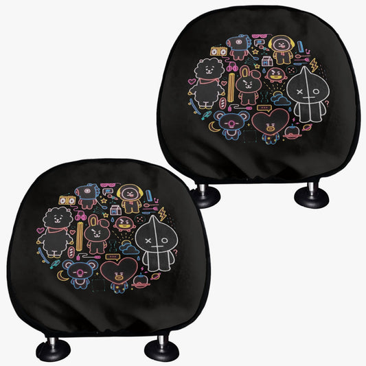BTS BT21 Car headrest covers - BTS car accessories - 2 pieces - Beyond The Shoppe