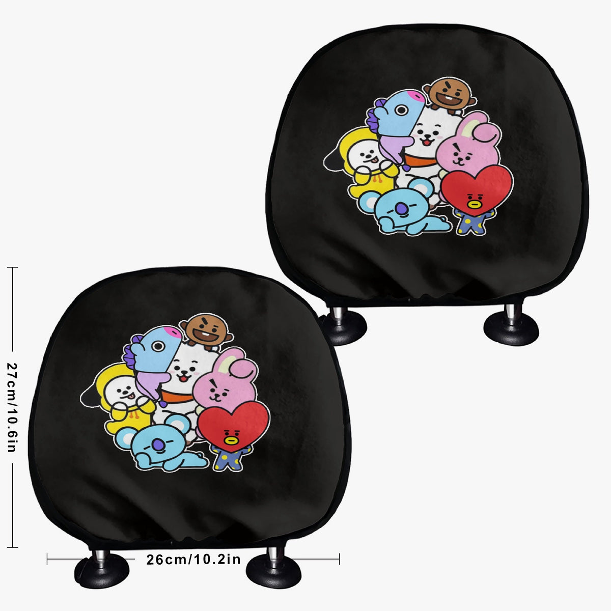 BTS BT21 Car headrest covers - BTS car accessories - 2 pieces - Beyond The Shoppe
