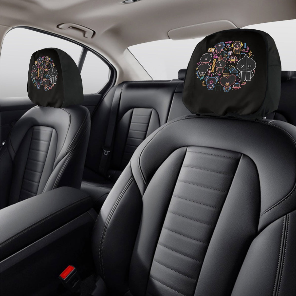 BTS BT21 Car headrest covers - BTS car accessories - 2 pieces - Beyond The Shoppe