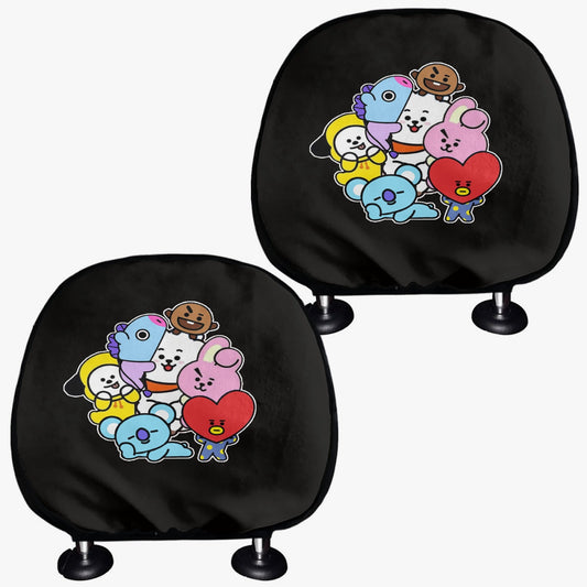 BTS BT21 Car headrest covers - BTS car accessories - 2 pieces - Beyond The Shoppe