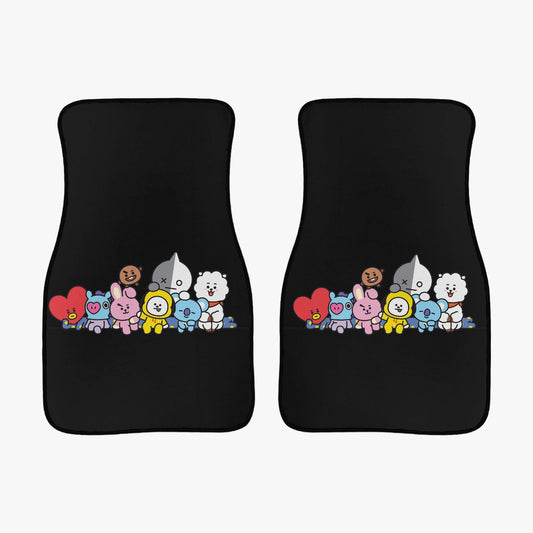 BTS BT21 Car Mats - Set of 2 (Front) - BTS Car Accessories - koya, rj, mang, shooky, chimmy, tata& cookie - Bangtan Car mats - Kpop car mats - Beyond The Shoppe