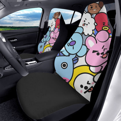 BTS BT21 Car Seat Covers - Set of 2 - BTS car seat covers - koya, rj, mang, shooky, chimmy, tata & cooky - army car - bts car - bts fan - Beyond The Shoppe