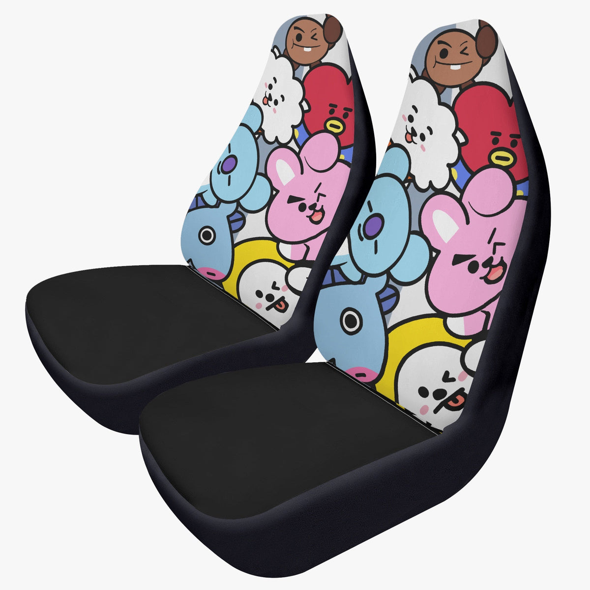 BTS BT21 Car Seat Covers - Set of 2 - BTS car seat covers - koya, rj, mang, shooky, chimmy, tata & cooky - army car - bts car - bts fan - Beyond The Shoppe